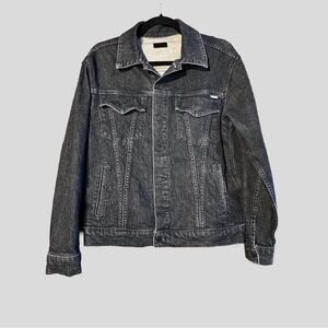 MOTHER Drifter Denim Jean Jacket in Black Cat Fever Wash